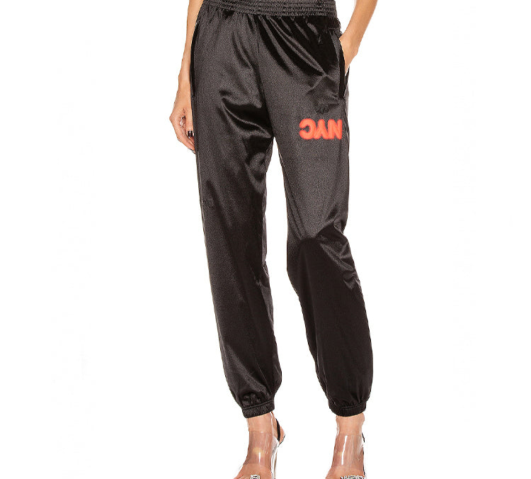 adidas Alexander wang Unisex New York Printing Sports Trousers Black FL6905
