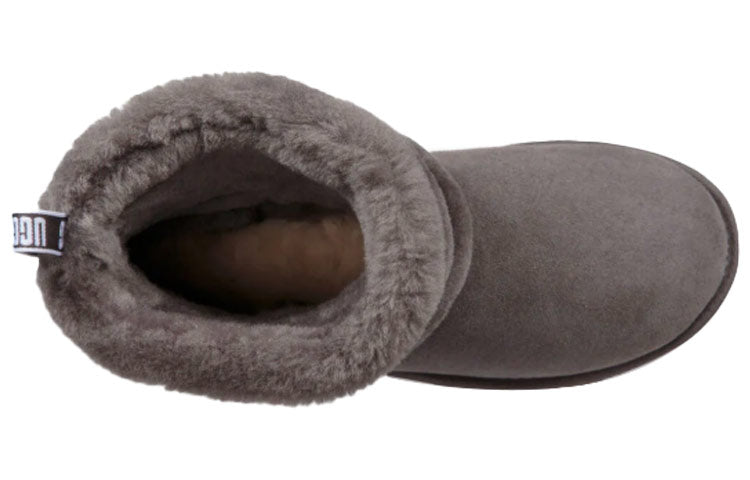 (WMNS) UGG Classic Mini Fluff Quilted Boot Fleece Lined Gray Brown 1098533-CHRC