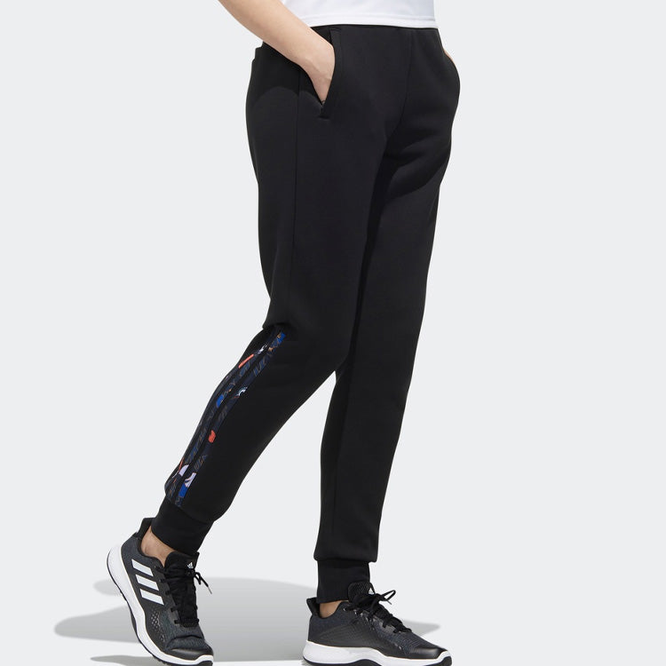 (WMNS) adidas Mic Dk Printing Sports Pants Black GG0762
