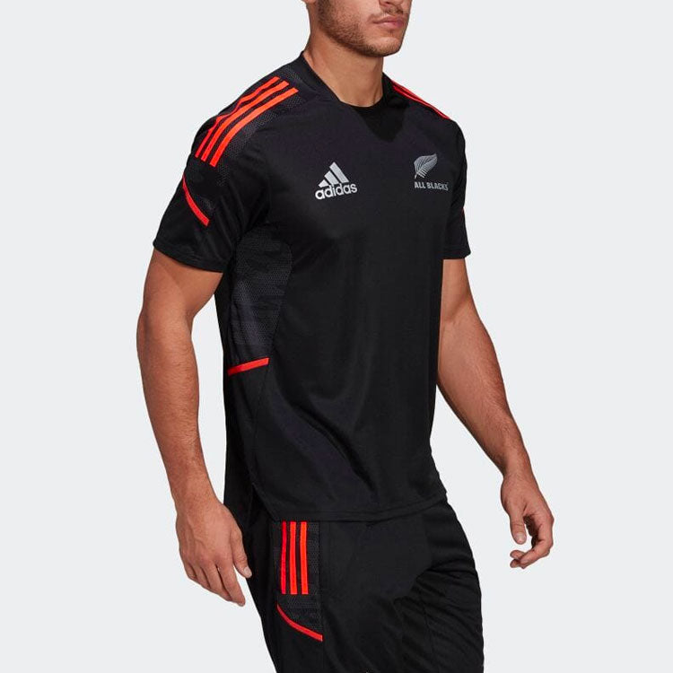 Men's adidas Logo Stripe Printing Pullover Round Neck Short Sleeve Japanese Version Black T-Shirt HA2485