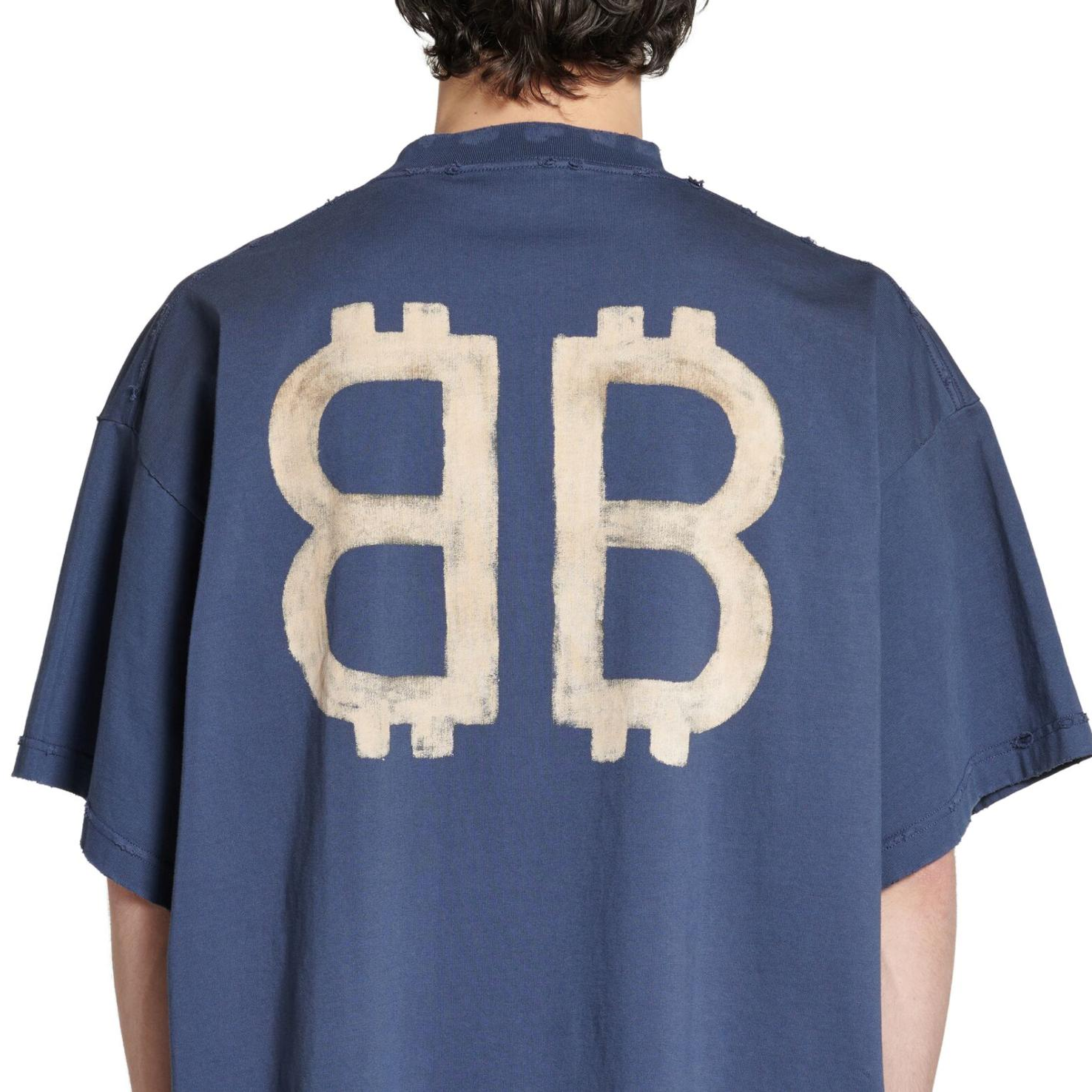 Balenciaga Crypto Oversized T-shirt 'Blue' 739028TOVU64108