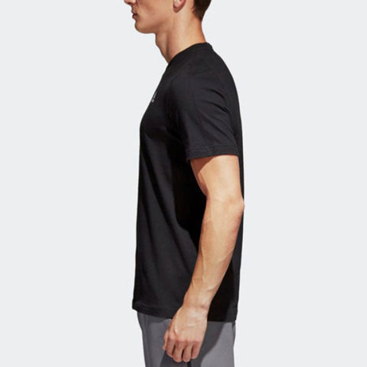 adidas Solid Color Logo Running Casual Short Sleeve Black S98742