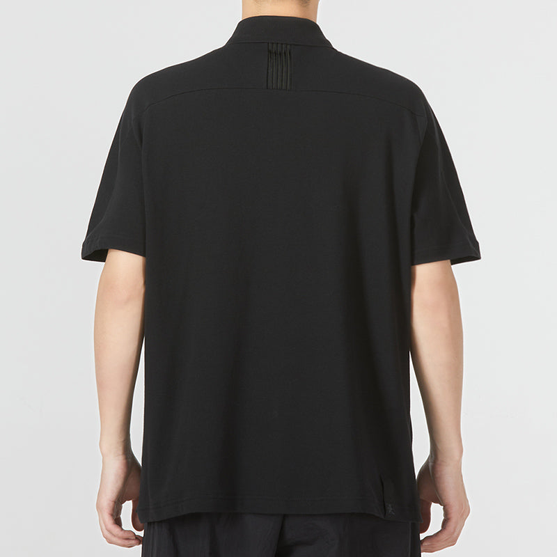 adidas Wj Solid Color Logo Micro Mark Athleisure Casual Sports Short Sleeve Polo Shirt Black HE5164