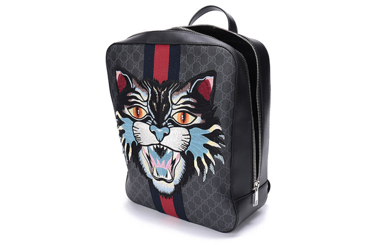 Gucci Cat Webbing Canvas Backpack 'Black Red Grey' 478324-9C2EN-8849