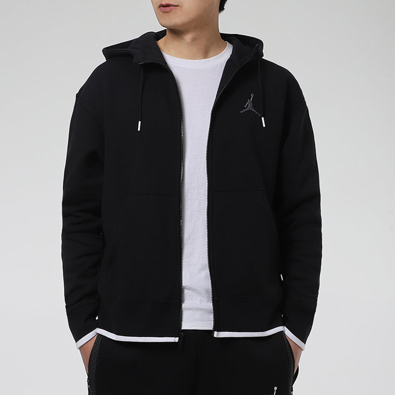 Air Jordan MENS Logo Print Fleeced Sports Hooded Jacket Black CV2356-010