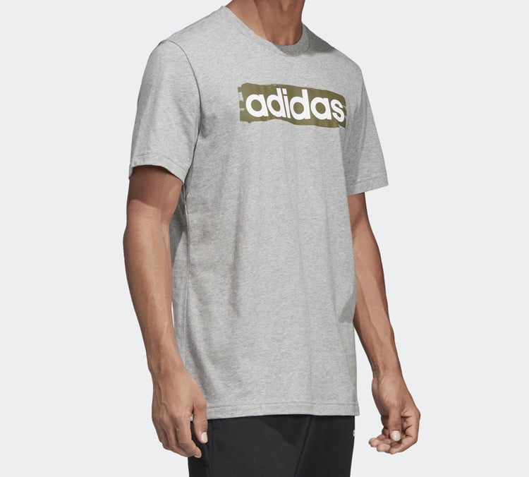 adidas Alphabet Logo Printing Sports Short Sleeve Gray DV3051