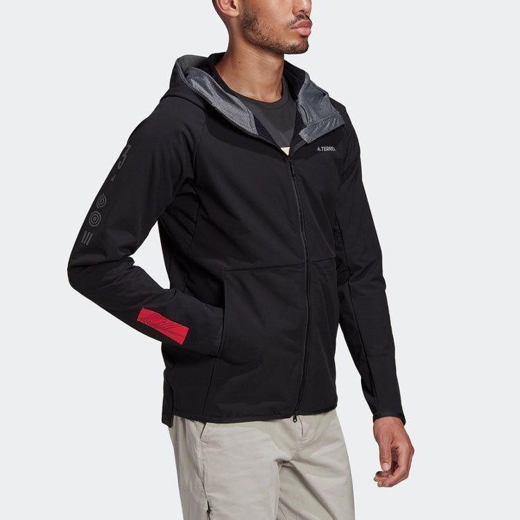 adidas Terrex Outdoor logo Sports Hooded Jacket Black FT7225
