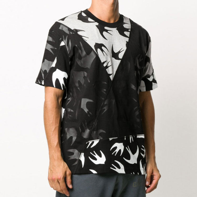 Men's McQ Alexander McQueen Swallow Pattern Round Neck Short Sleeve Colorblock 477018-RPT50-1073