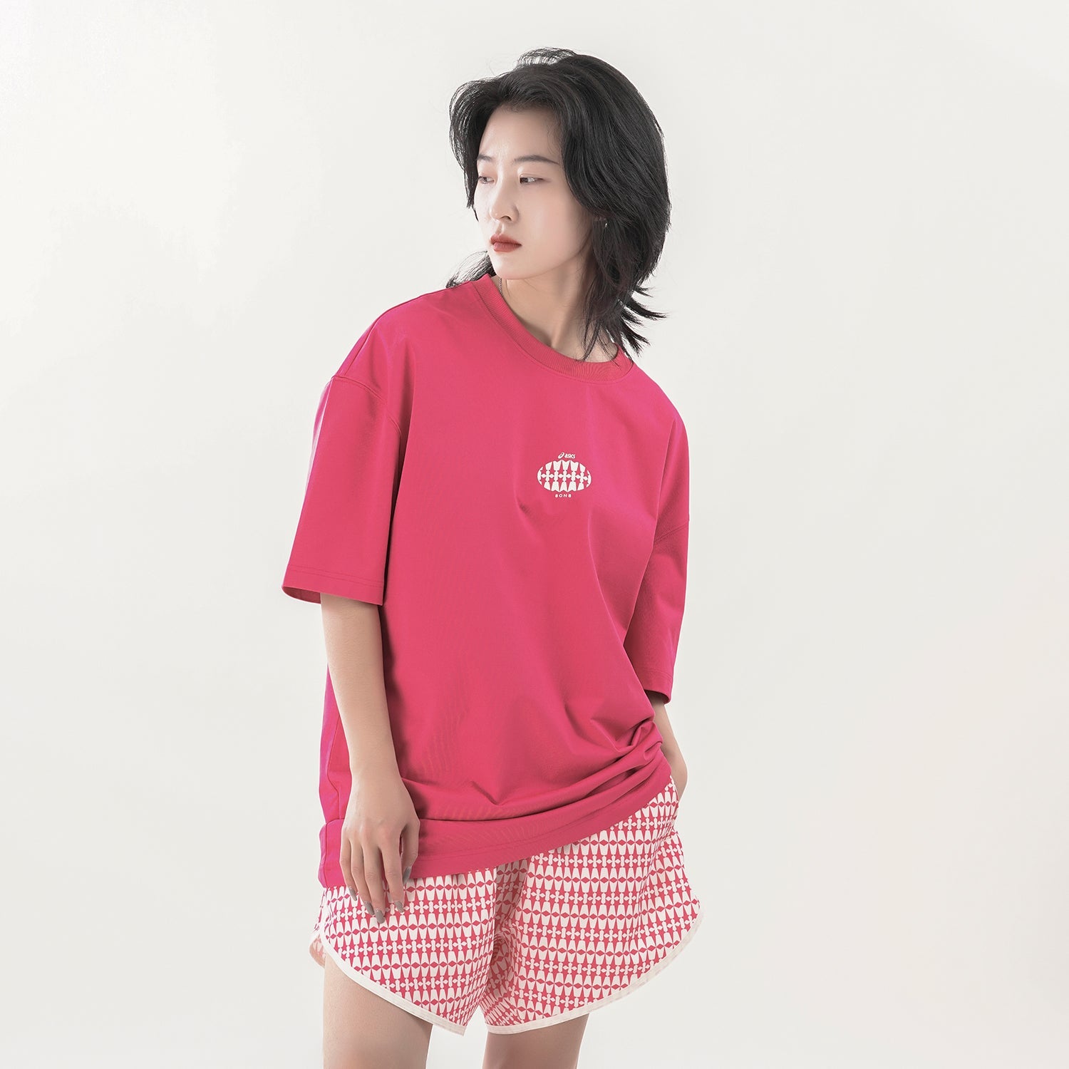 ASICS x 8ON8 Crossover Logo Sports Loose Round Neck Short Sleeve Couple Style Rose Red 2203A122-700