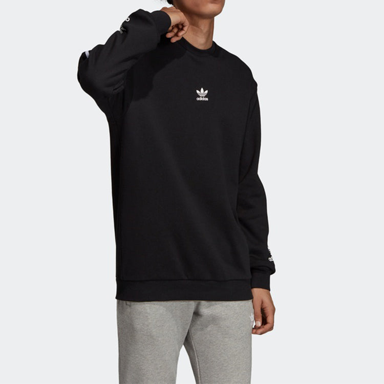 adidas originals Adicllu Crew Logo Printing Sports Round Neck Pullover Black FL8919
