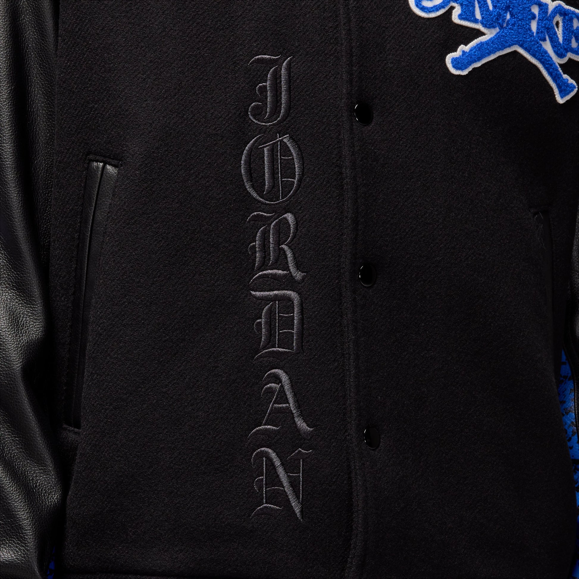 Air Jordan x Awake NY Varsity Jacket 'Black Game Royal' FQ5439-010