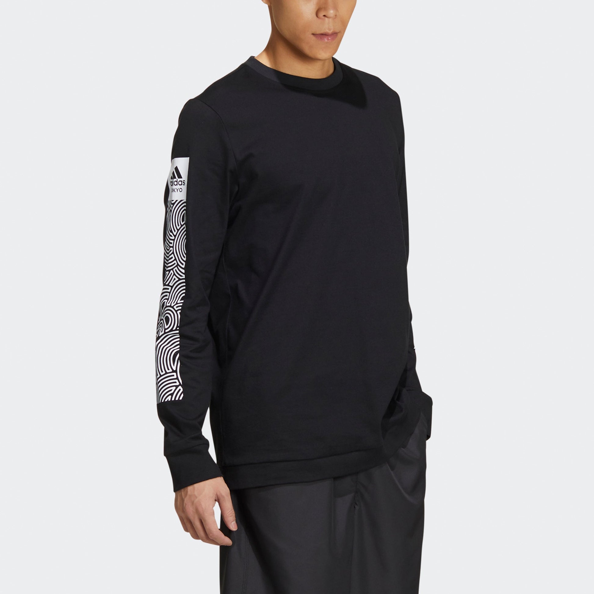 adidas x Takahashi Riko Crossover Ls Tee M Hiroko Geometry Printing Loose Sports Long Sleeves Black GD4976
