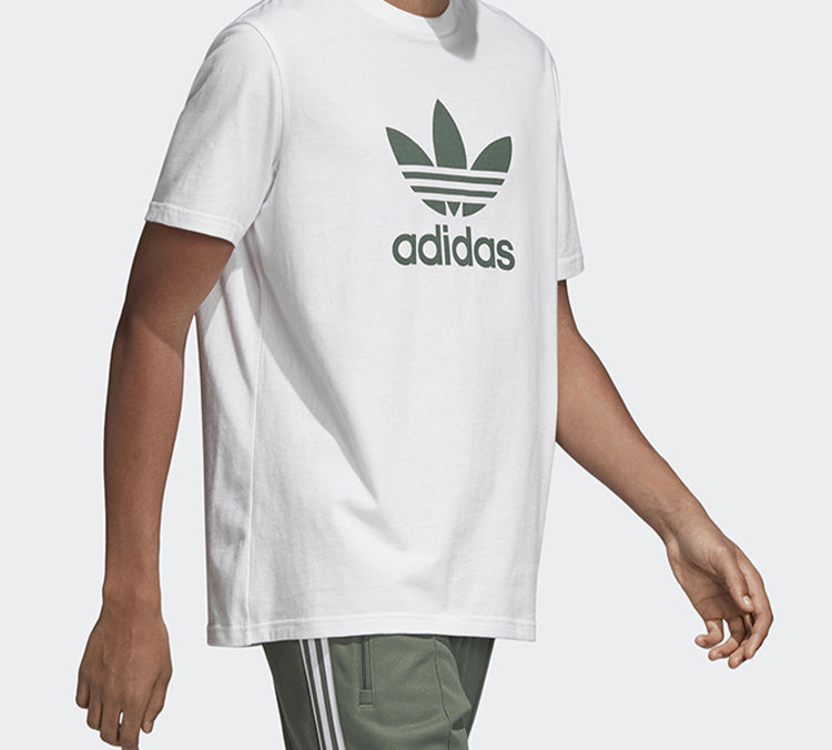 adidas originals Chest Logo Sports Short Sleeve White Green DH5773
