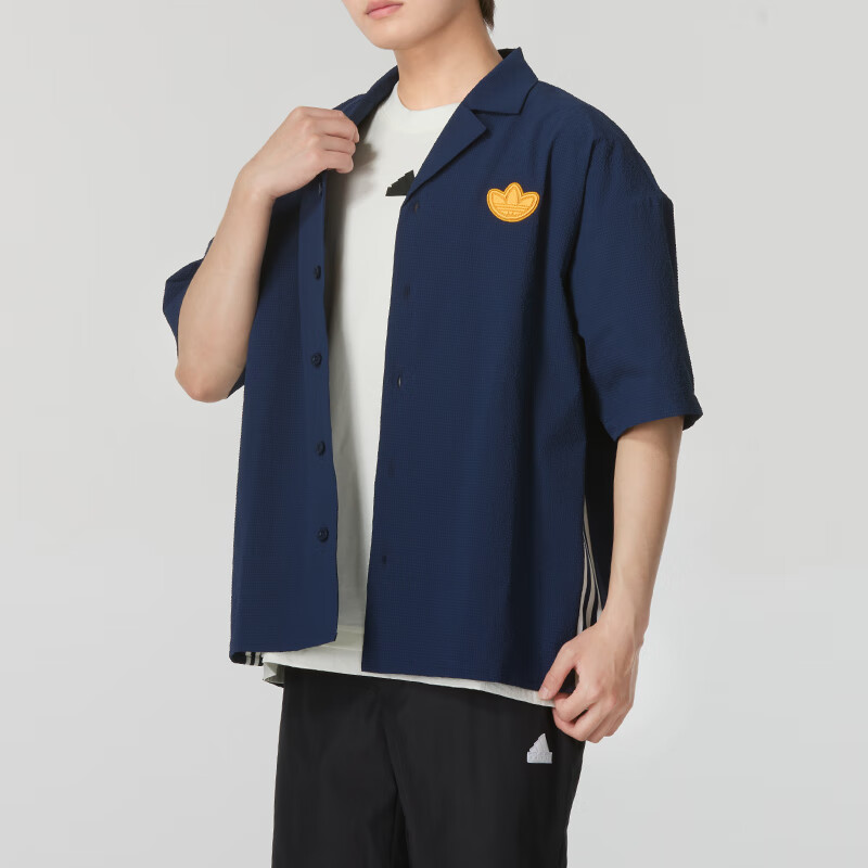 adidas Originals Graphic Shirt Asia Sizing 'Navy Yellow' JI7229
