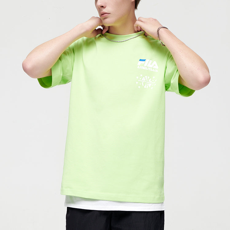 FILA FUSION Back Printing Loose Sports Round Neck Short Sleeve Unisex Green T81U125104A-LG