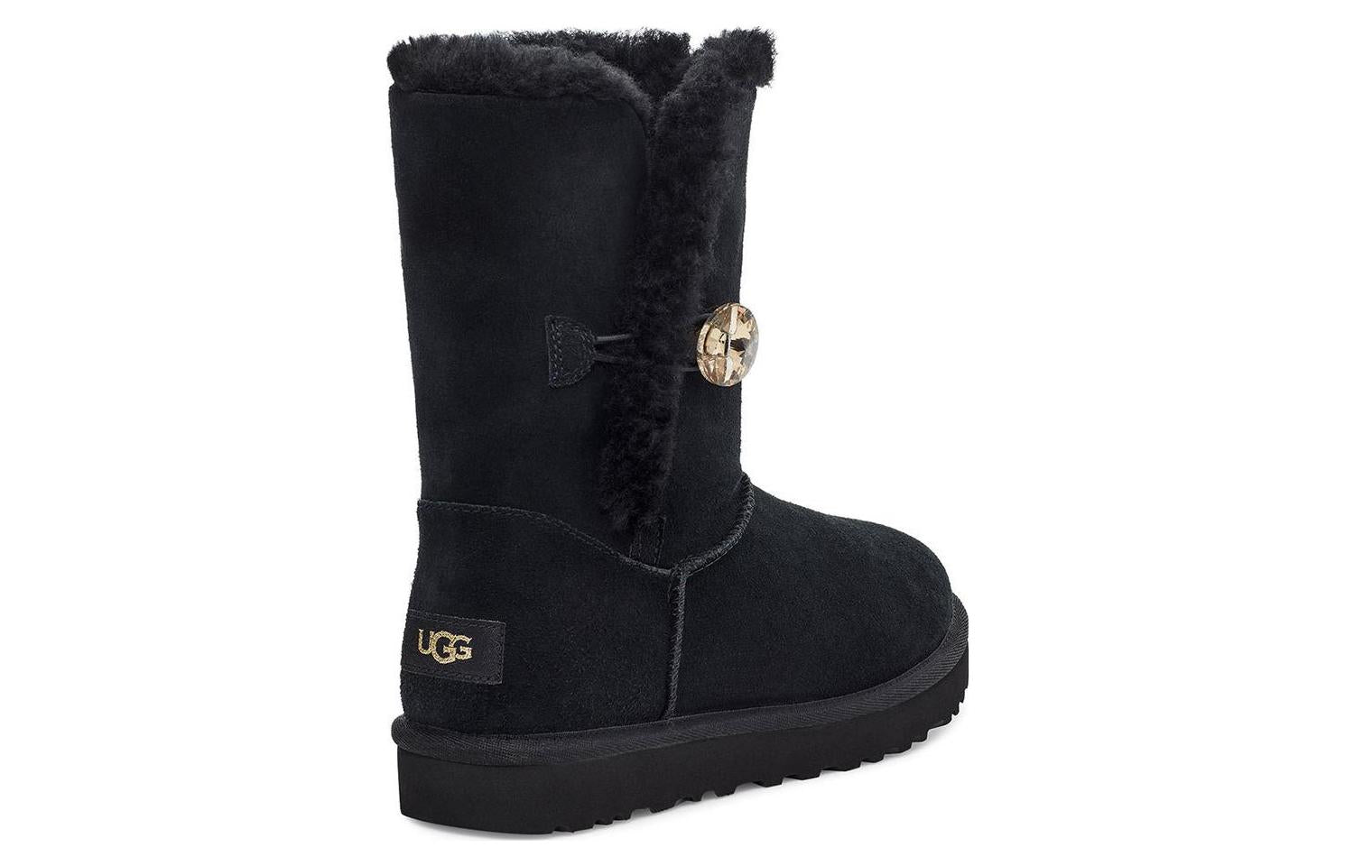 (WMNS) UGG Bailey Button Gold Bling Boot 'Black' 1118997-BKGD