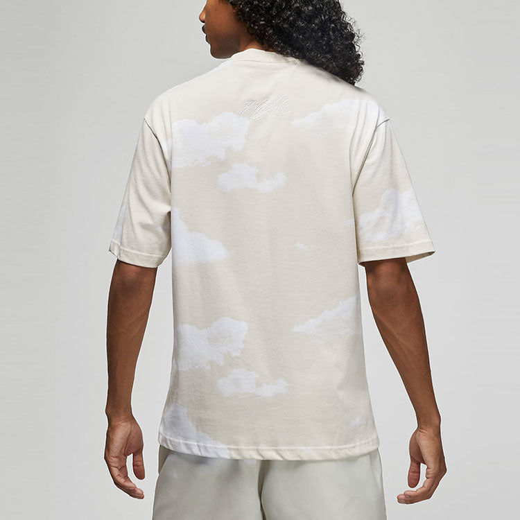 Men's Air Jordan Casual Printing Round Neck Pullover Short Sleeve Sail White T-Shirt DM1437-133
