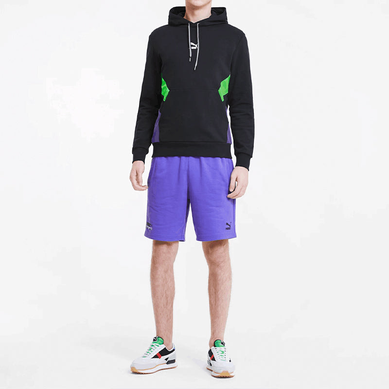 PUMA logo Printed Pullover Hooded Fleece Men Black 599279-51