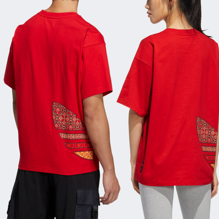 adidas originals CNY Limited Logo Printing Round Neck Short Sleeve Red T-Shirt HC0573