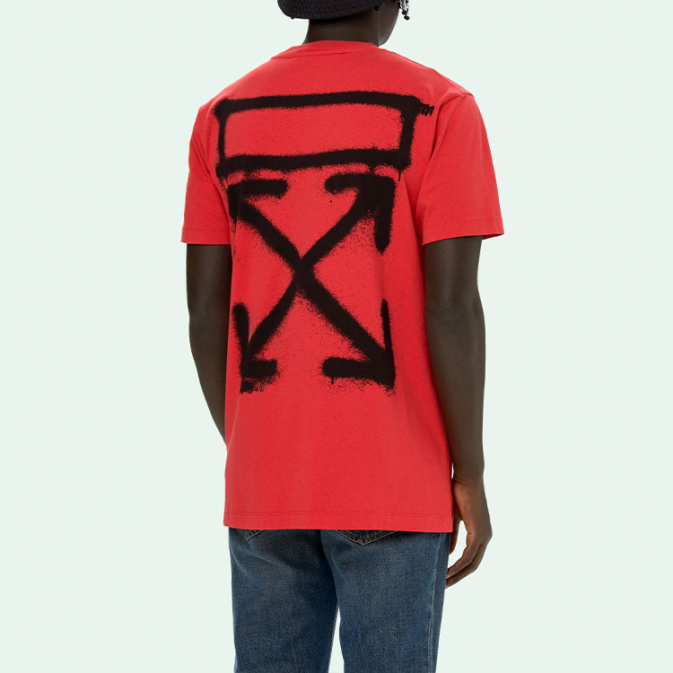 Off-White SS21 Logo Printing Round Neck Short Sleeve Version Red OMAA027S21JER0052510
