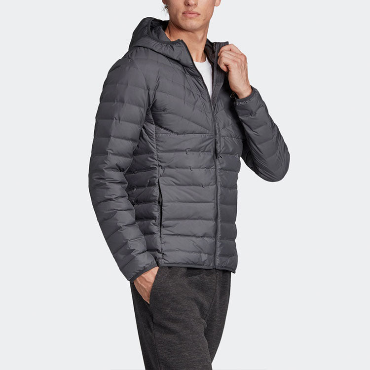 adidas Varilite 3s H J Stay Warm Outdoor logo hooded down Jacket Black DZ1420