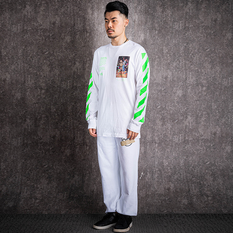 Off-White Printing Cotton Round Neck Long Sleeves Ordinary Version White OMAB001R201850140188