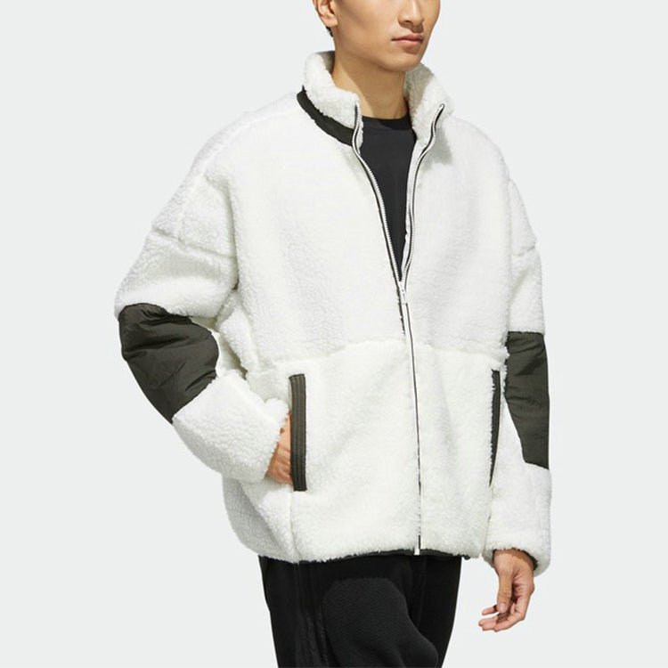 adidas M S2s Boa Jkt lamb's wool Stay Warm Sports Stand Collar Jacket White ED1922