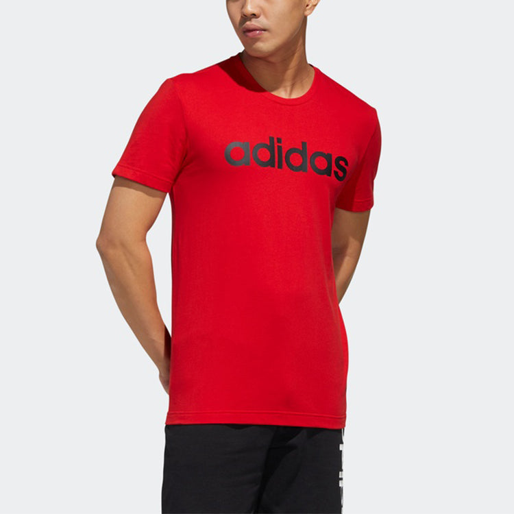 adidas neo M Esntl Lg T 1 Sports Printing Logo Round Neck Short Sleeve Red FP7388