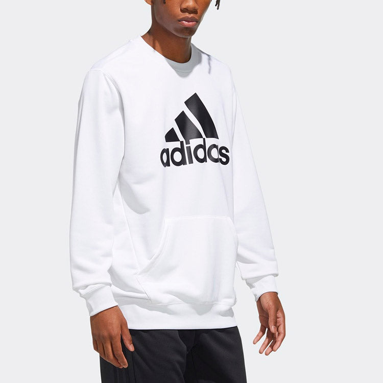 adidas M MH SW Crew 20 Logo Printing Casual Sports Round Neck White FM5344