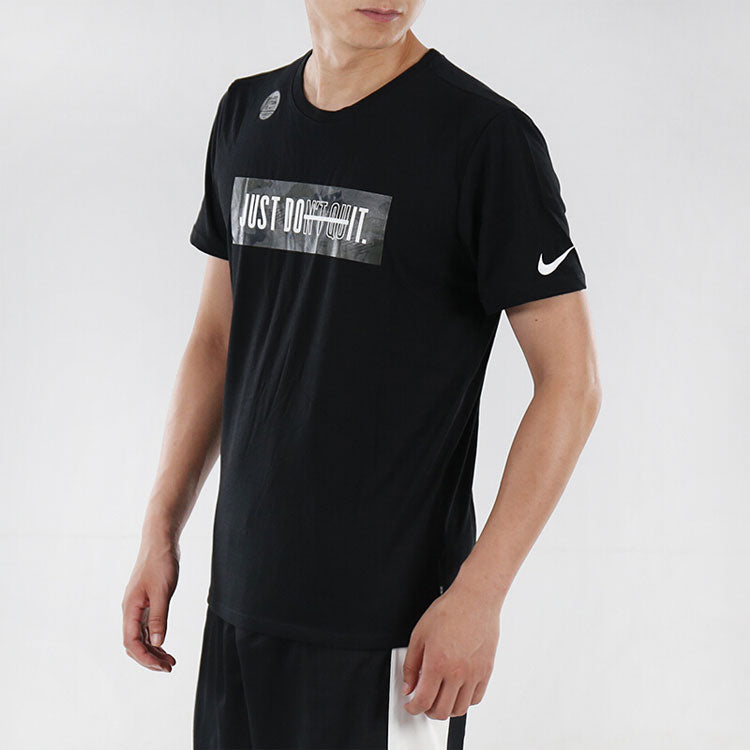 Nike Just Do It Printing Sports Quick Dry Short Sleeve Black 923537-011