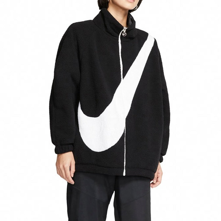 (WMNS) Nike Big Swoosh Large lamb's wool Reversible Jacket Asia Edition Black CI8938-010