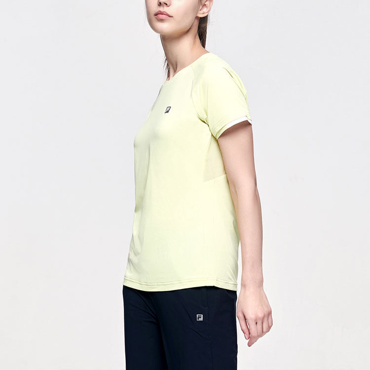 (WMNS) FILA Athletics Athleisure Casual Sports Running Breathable Short Sleeve Yellow A11W122101F-YE