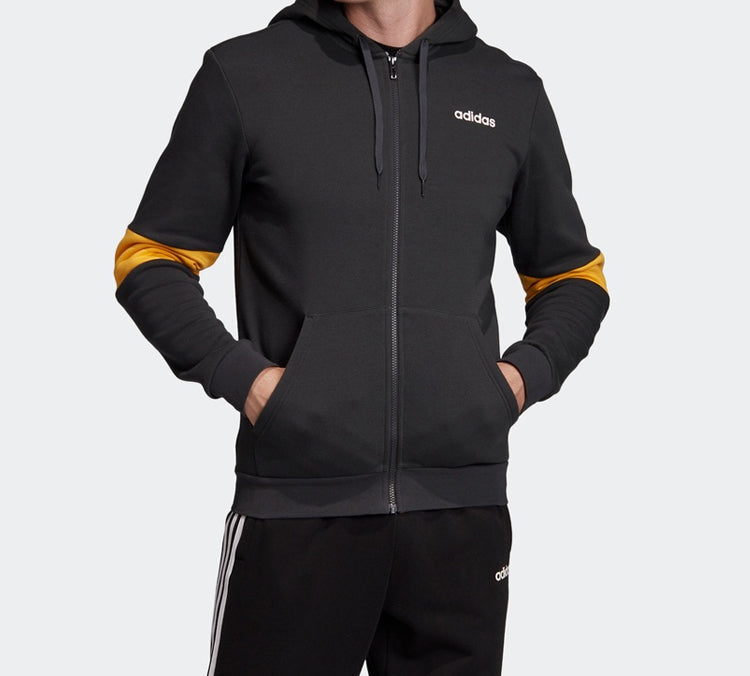 adidas Contrasting Colors Sleeve Training hooded Zipper Cardigan Black FJ6280