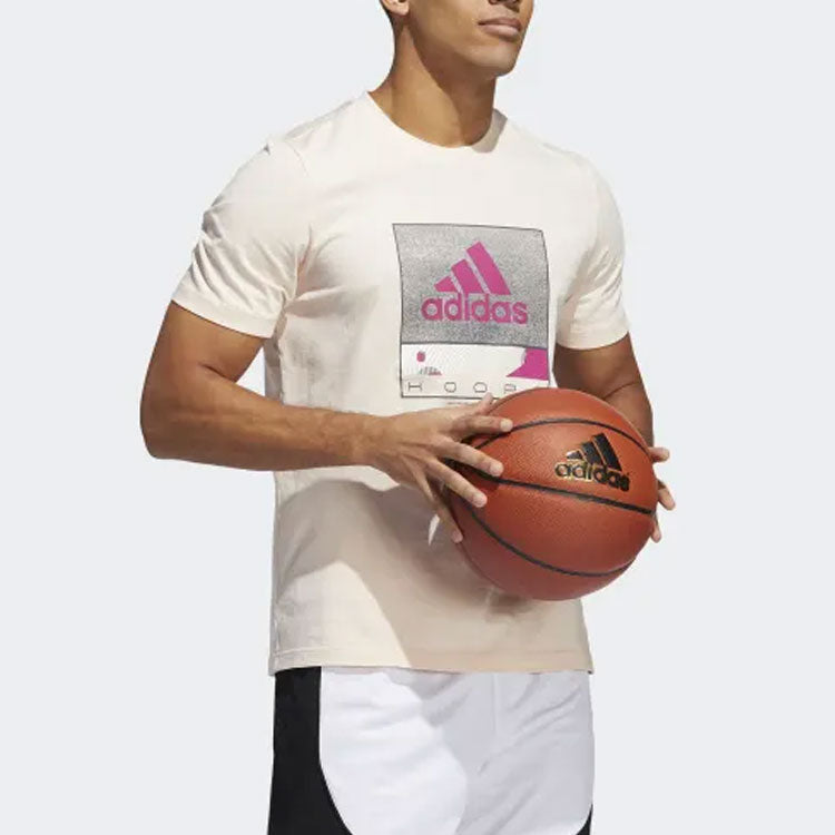 adidas Athleisure Casual Sports Printing Round Neck Short Sleeve Pink GE4521