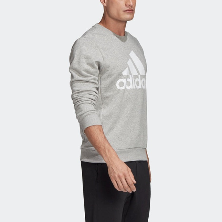adidas Athleisure Casual Sports Printing Logo Round Neck Pullover Gray FL3925