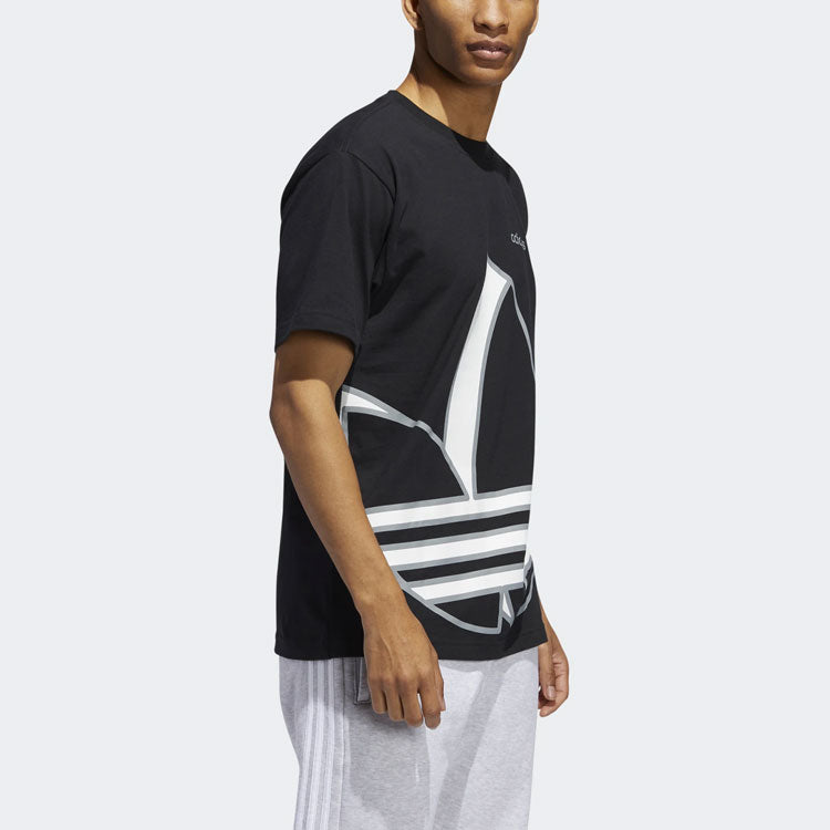 adidas originals Large Logo Printing Sports Round Neck Short Sleeve Black GH9489