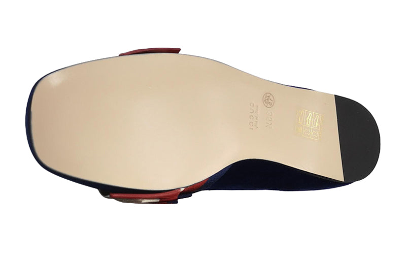 (WMNS) Gucci Velvet Sylvie Bow Ballerinas 'Navy' 496594-9FR10-4566