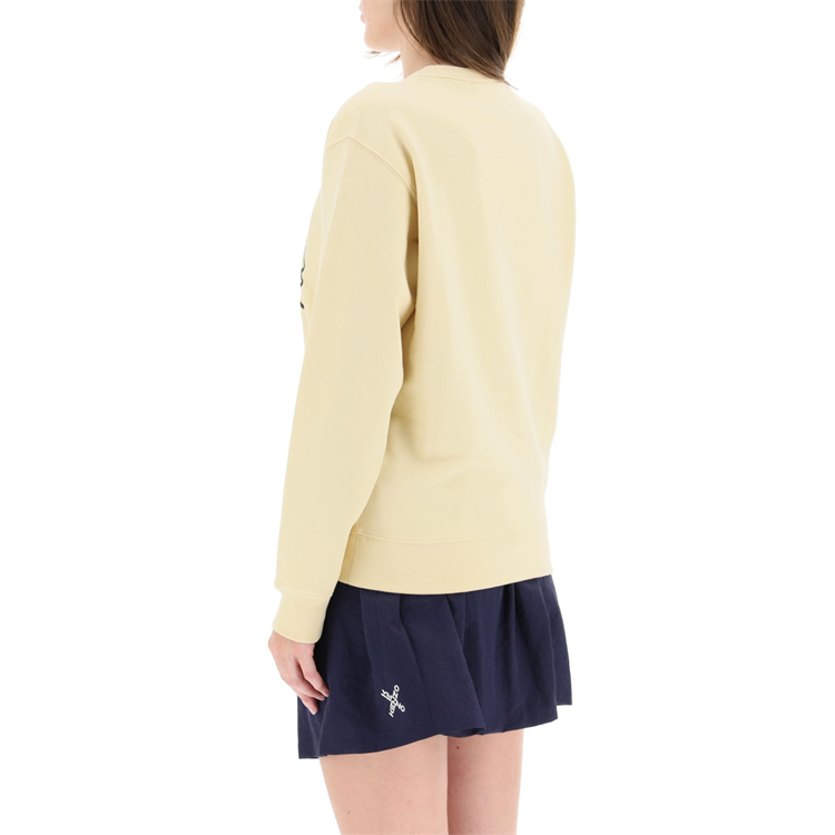 (WMNS) KENZO SS21 TIGER Pattern Embroidered Round Neck Pullover Cream Yellow Hoodie FB52SW8244MP-08