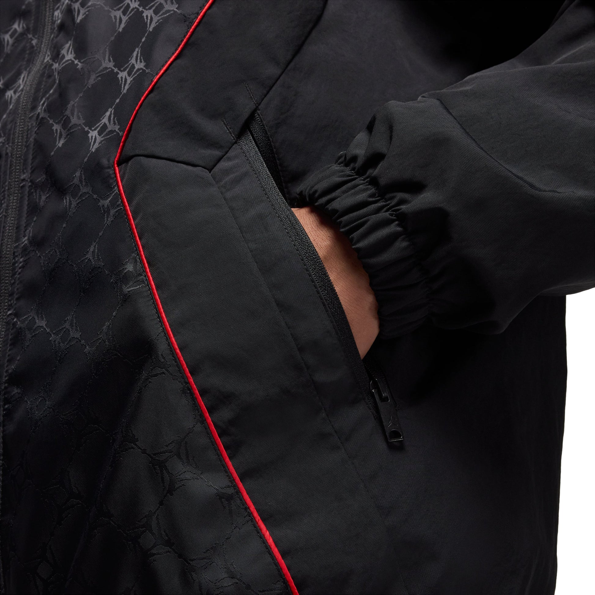 Air Jordan Brooklyn Hooded Draft Jacket 'Black Gym Red' HV0554-010