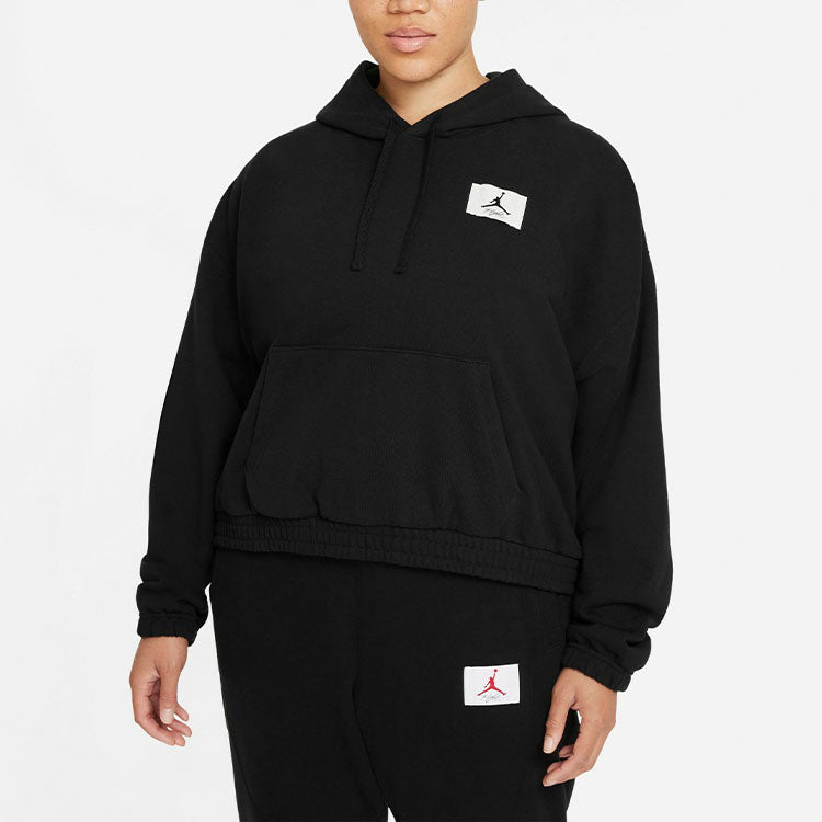 (WMNS) Air Jordan knitting Loose Short Hoodie Black DD6999-010