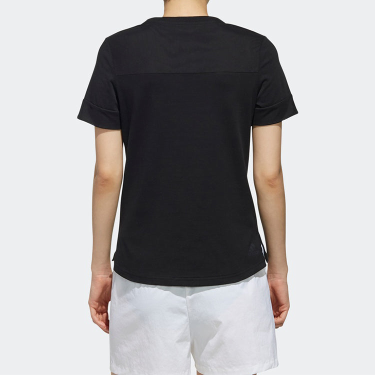 (WMNS) adidas Alphabet Logo Printing Sports Short Sleeve Black DY8637
