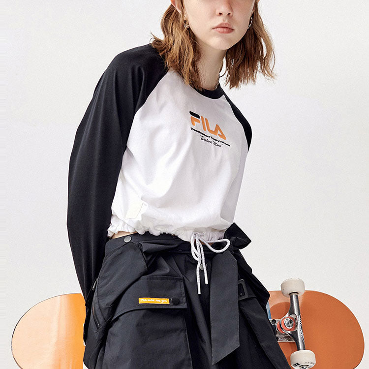 (WMNS) FILA FUSION Casual Sports Contrasting Colors Round Neck Long Sleeves Colorblock T11W123201F-BK