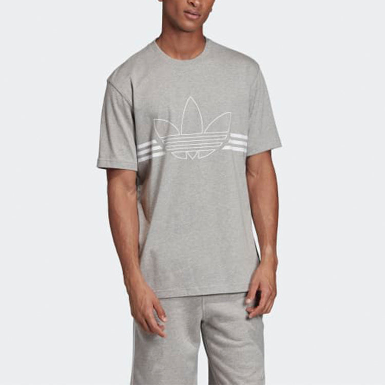 adidas originals Logo Loose Round Neck Short Sleeve Gray ED4699