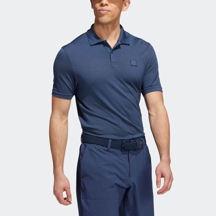 Men's adidas Solid Color Sports Short Sleeve Polo Shirt Blue HF6496