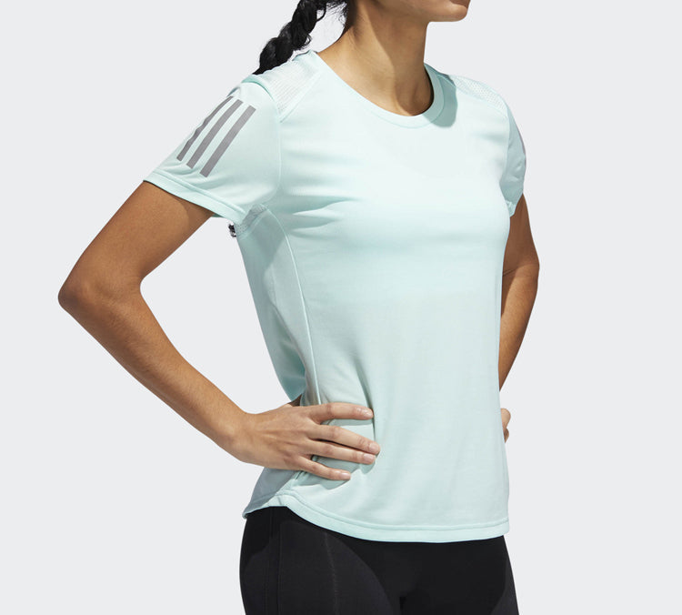(WMNS) adidas Own The Run Tee Reflective Printing Sports Short Sleeve Green DQ2634