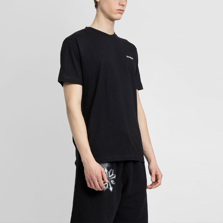 Men's Off-White SS22 Solid Color Cotton Printing Short Sleeve Black T-Shirt OMAA027S22JER0101001