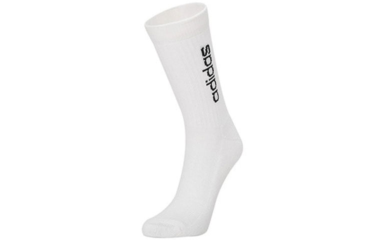 adidas neo Hc Vt Crew 3pp Solid Color Alphabet Sports Socks Couple Style 3 Pairs White / Black / Green GN9544