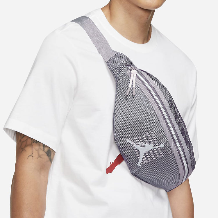 Air Jordan Unisex Polyester Crossbody Printing Logo Zipper Belt Bag Grey DV1870-056