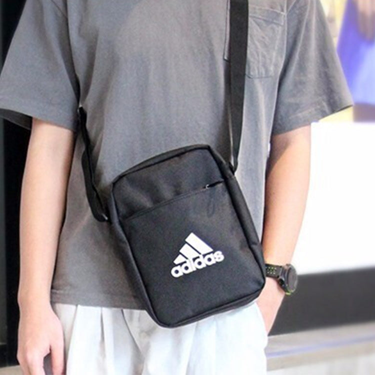 adidas Classic All-match Multifunction Pocket Adjustable Shoulder Straps Zipper  Crossbody Shoulder Bag Unisex Black ED6877