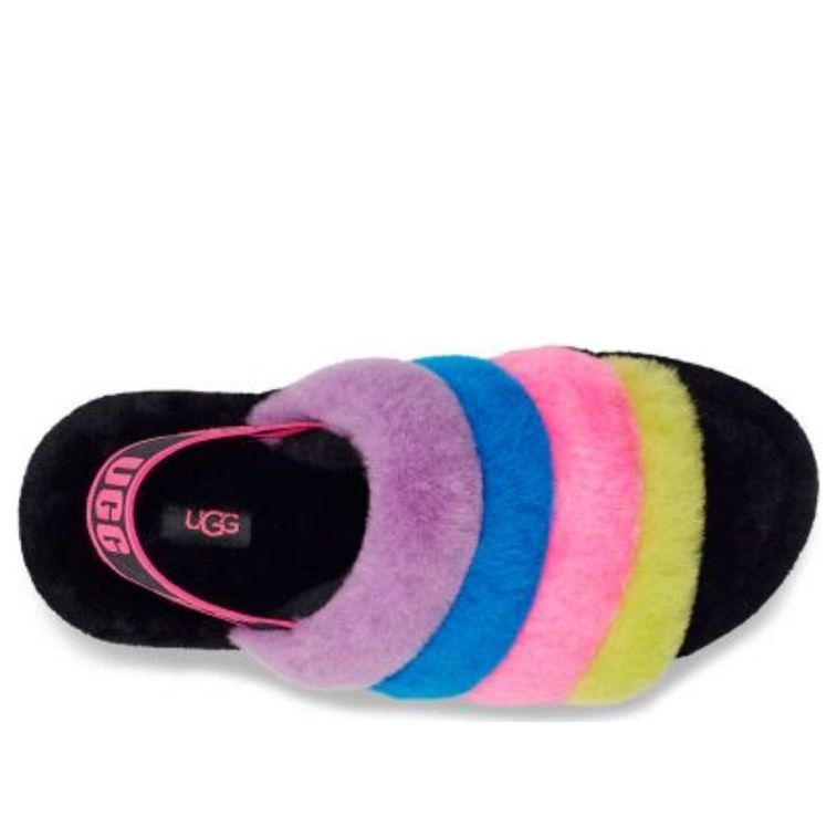 (WMNS) UGG Fluff Yeah Slide 'Black Taffy Pink Multi' 1097169-BTPM